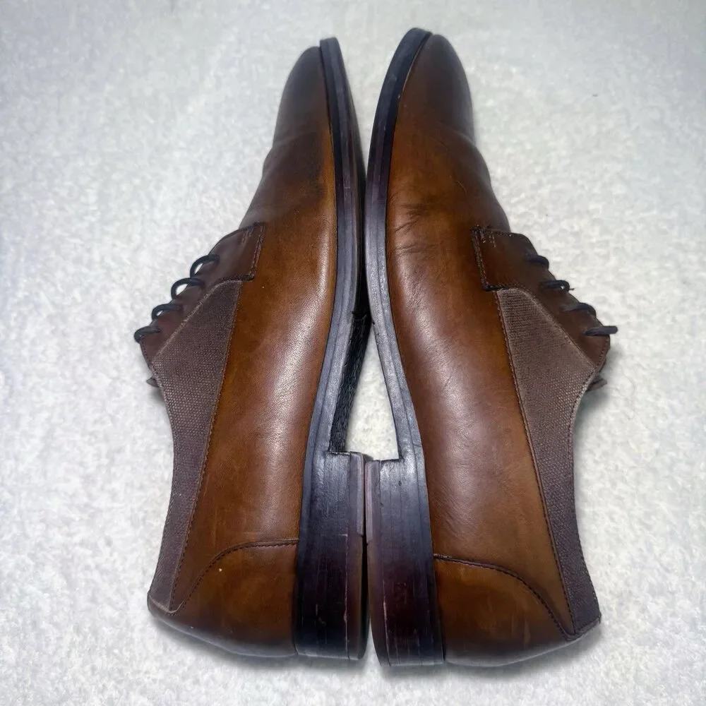 Aston Grey Collection 1013159 Legaoni Men's 12 Brown Leather Oxfords Shoes